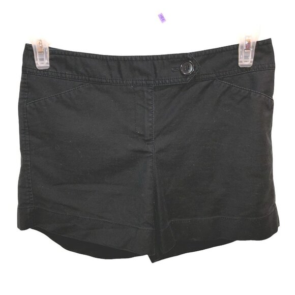 Ann Taylor Womens Size 4 Black Signature Fit Lower On Waist Flat Front Shorts - Picture 2 of 7
